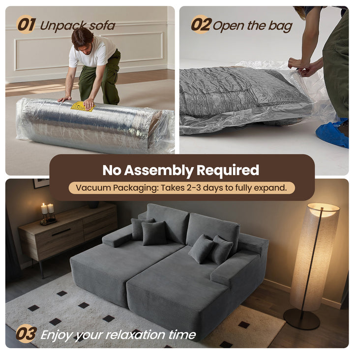 Full Grey Boneless Sofa, Sleeper Couch, No Assembly Required