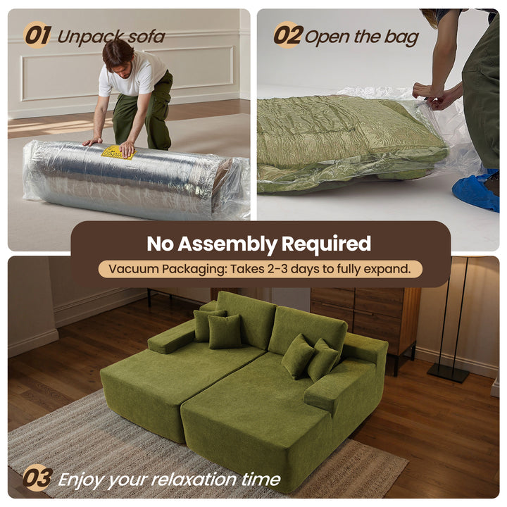 Full Green Boneless Sofa, Sleeper Couch, No Assembly Required