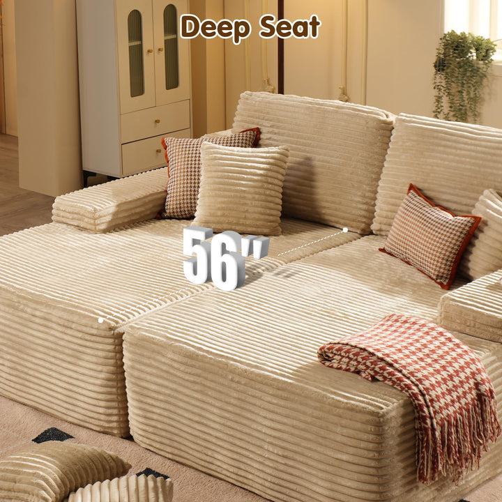 Beige Boneless Sofa, Sleeper Couch, No Assembly Required