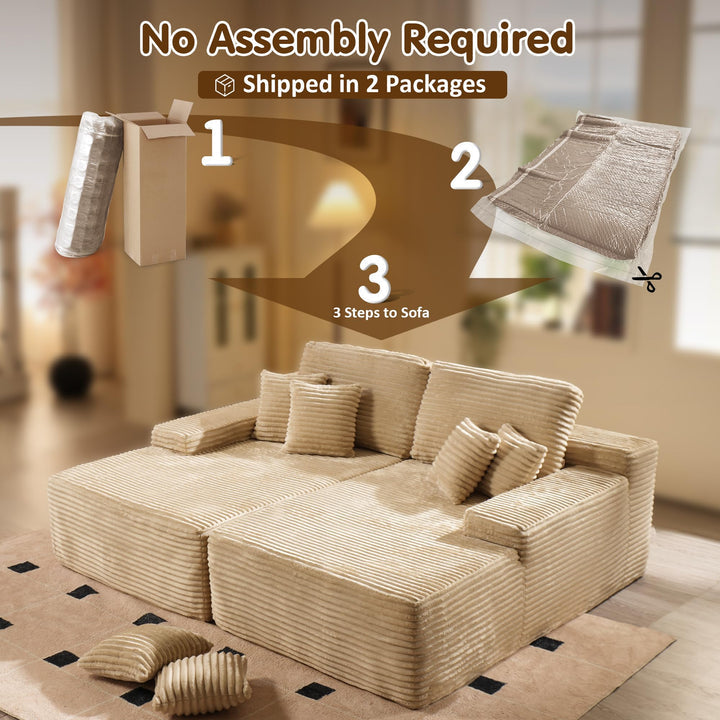 Beige Boneless Sofa, Sleeper Couch, No Assembly Required