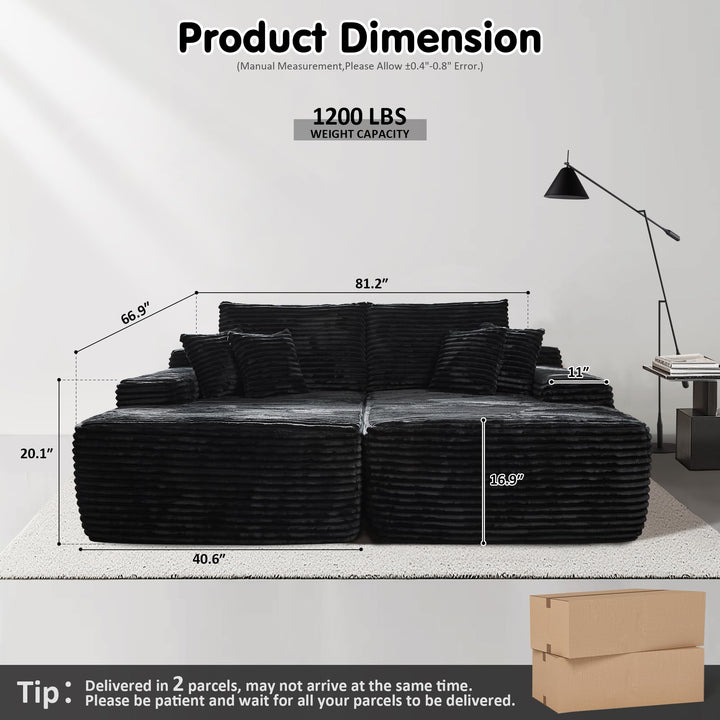 Black Boneless Sofa, Sleeper Couch, No Assembly Required