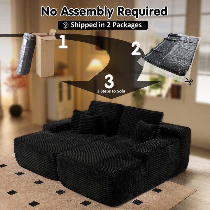 Black Boneless Sofa, Sleeper Couch, No Assembly Required