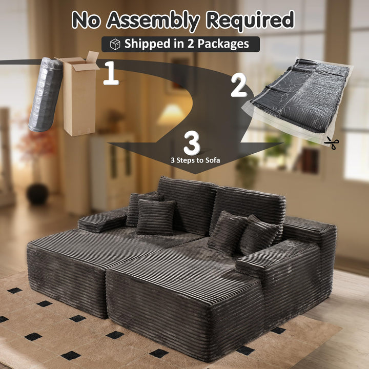 Grey Boneless Sofa, Sleeper Couch, No Assembly Required