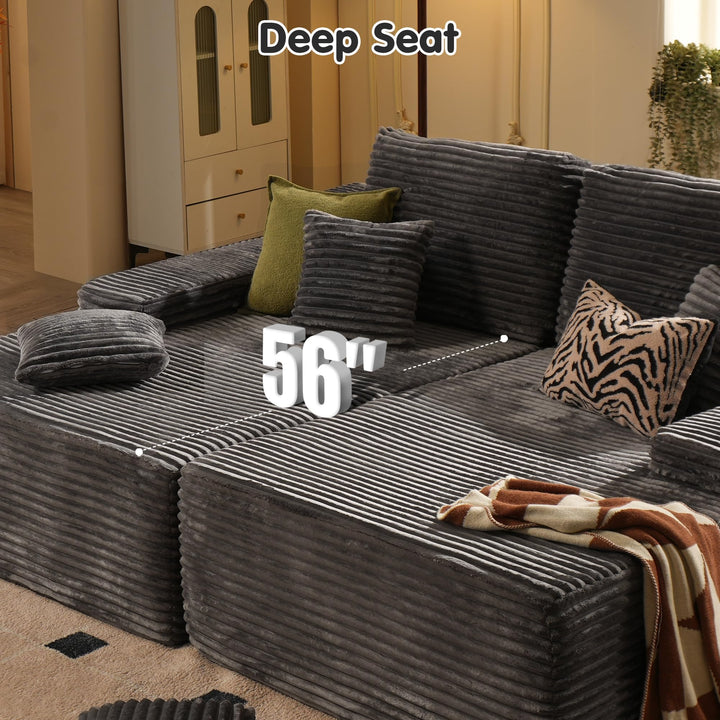 Grey Boneless Sofa, Sleeper Couch, No Assembly Required