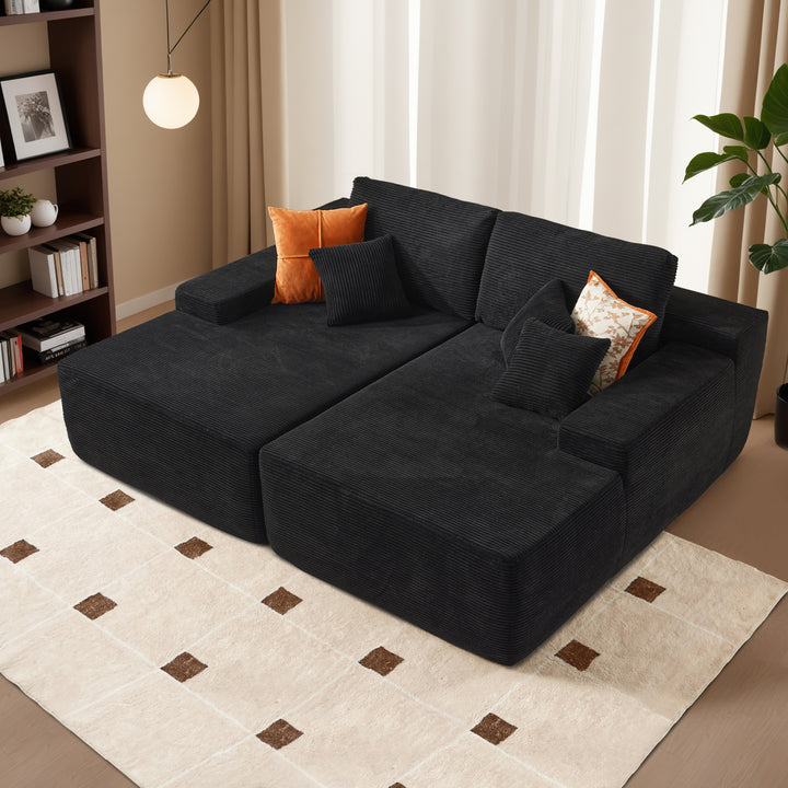 Full Black Boneless Sofa, Sleeper Couch, No Assembly Required